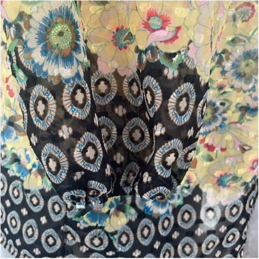 Lightweight Floral Button-Down Tunic Shirt - Yellow Green - Picture 10 of 12